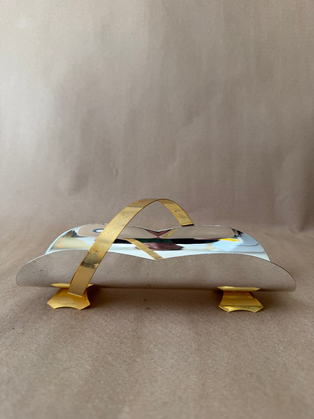 Silver-Plate and Brass Footed Cracker Tray, Italy