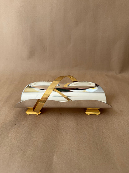 Silver-Plate and Brass Footed Cracker Tray, Italy