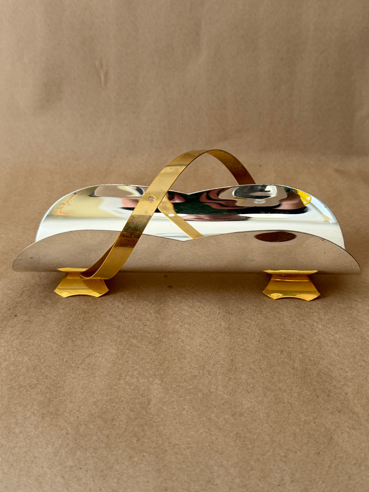 Silver-Plate and Brass Footed Cracker Tray, Italy
