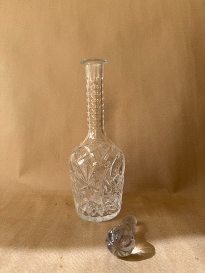 Cut Crystal Decanter with Faceted Ball Stopper