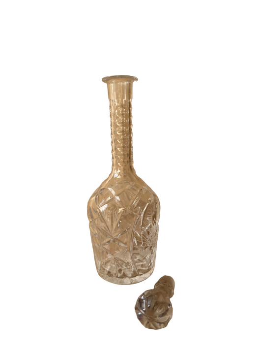 Cut Crystal Decanter with Faceted Ball Stopper