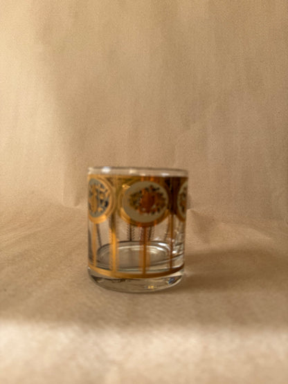 Gold Medallion Rocks Glasses, Set of Six