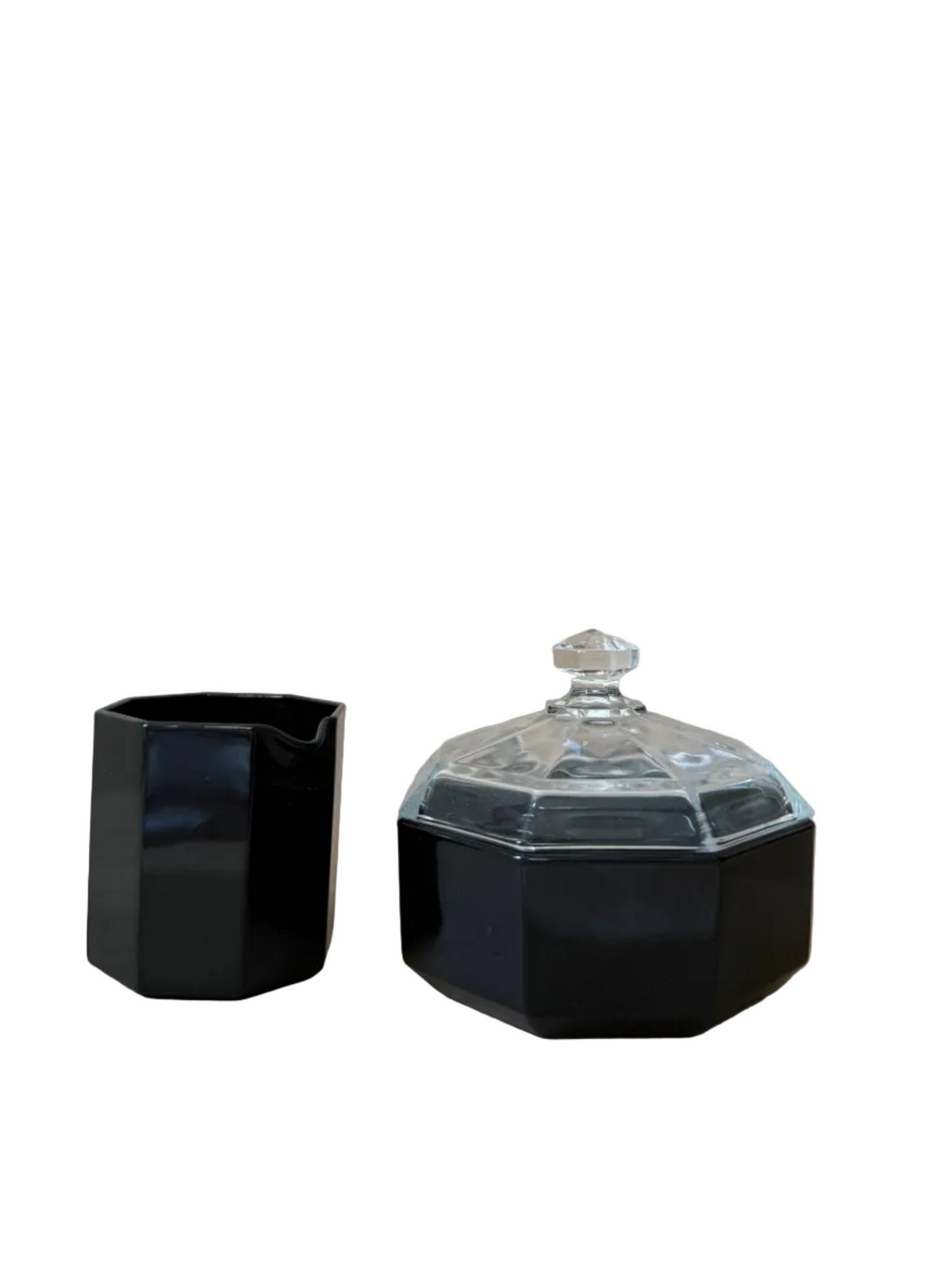 Arcoroc "Octime" Black Glass Sugar Bowl with Lid
