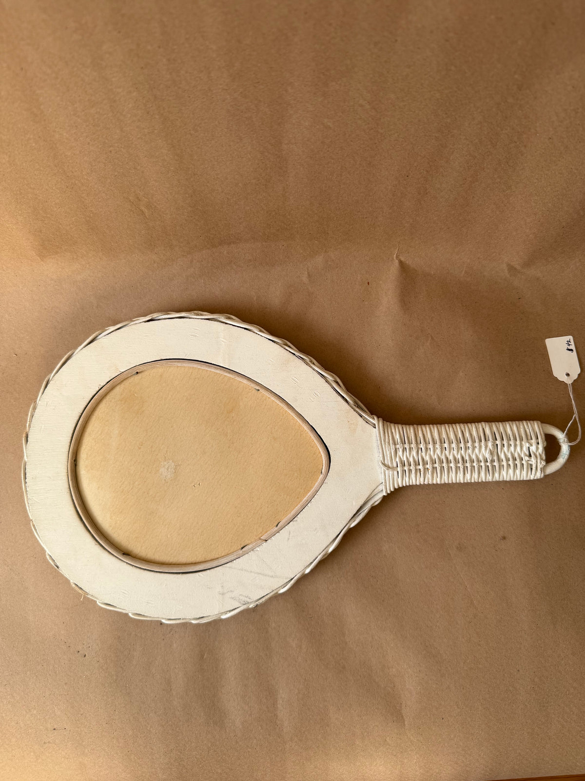 White Wicker Hand Mirror