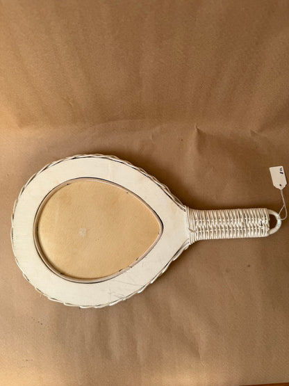 White Wicker Hand Mirror