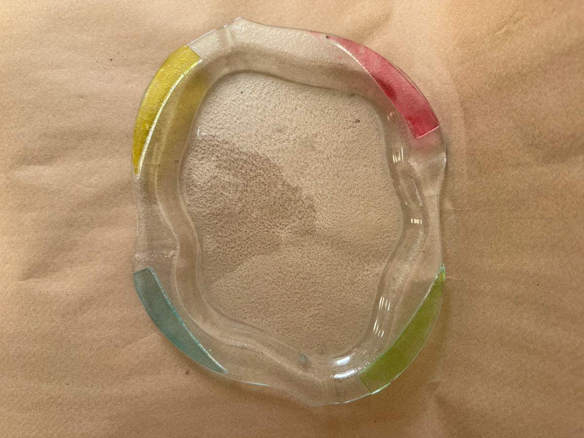 Fused Art Glass Tray, Color-Block Edge