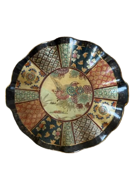 Satsuma-Style Scalloped Plate with Pheasant