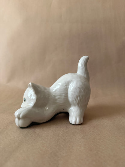 Porcelain Kitten Figurine, Crouching