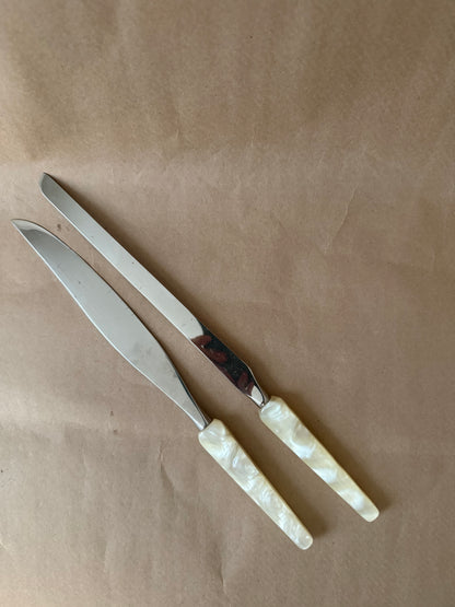Pearlized Handle Serving Knives, Pair