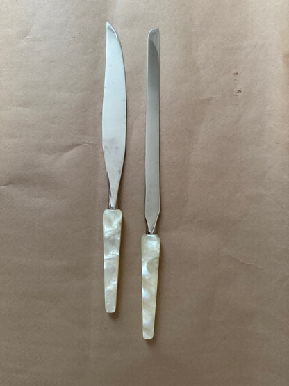 Pearlized Handle Serving Knives, Pair