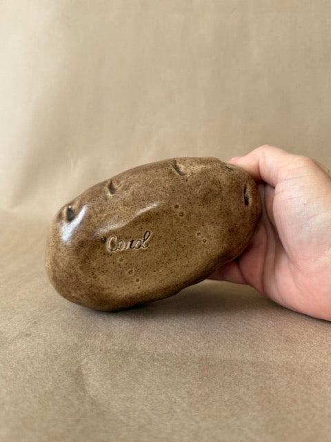 Stoneware Potato Dish, Signed