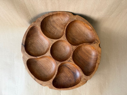 Carved Teak Lazy Susan Serving Tray