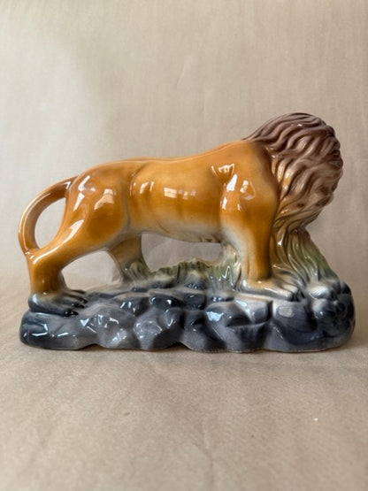 Extra-Large Hand-Painted Ceramic Lion Figurine