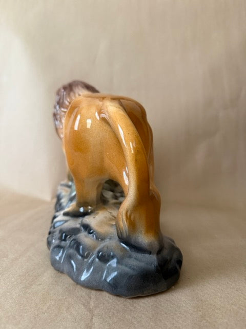 Extra-Large Hand-Painted Ceramic Lion Figurine