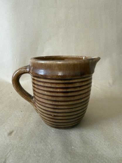 Ribbed Stoneware Pitcher, Marked USA