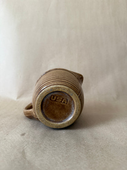 Ribbed Stoneware Pitcher, Marked USA