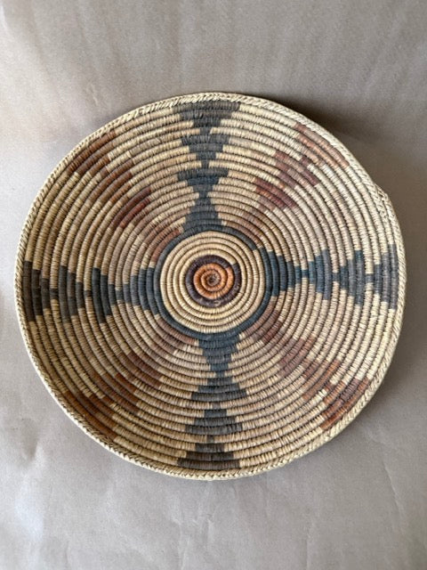 Coiled Basket Tray with Geometric Star Pattern