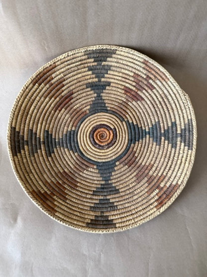 Coiled Basket Tray with Geometric Star Pattern