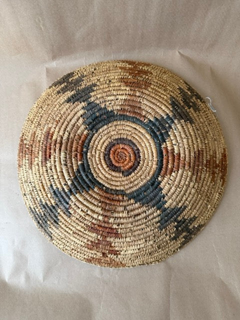 Coiled Basket Tray with Geometric Star Pattern