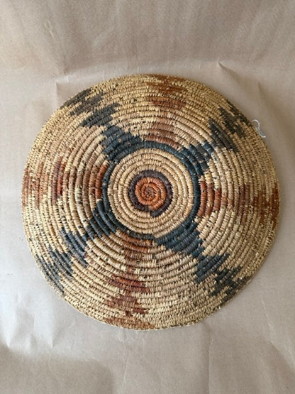 Coiled Basket Tray with Geometric Star Pattern