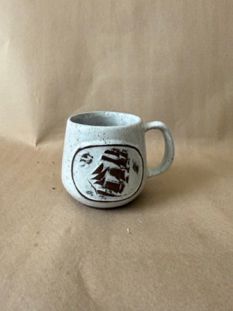 Speckled Stoneware Clipper Ship Mug