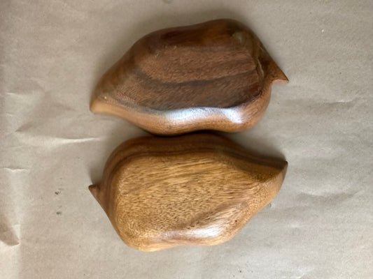 Carved Teak Leaf Bowls, Pair