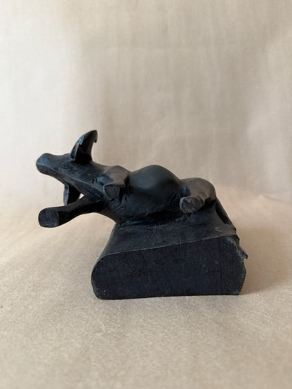Carved Wood Water Buffalo Bookend
