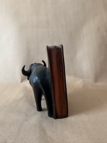 Carved Wood Water Buffalo Bookend