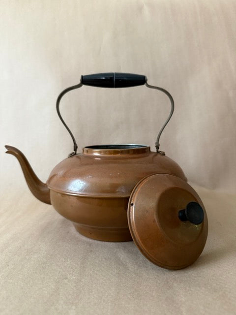 Copper Tea Kettle with Black Wood Handle