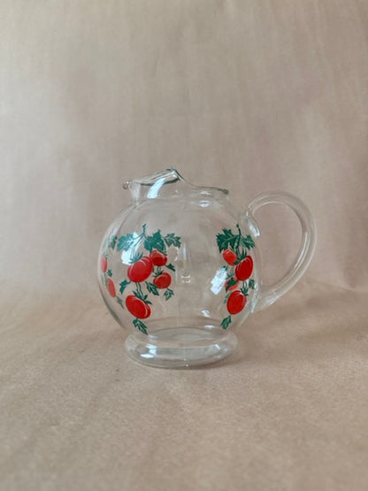 Tomato Print Glass Ball Pitcher
