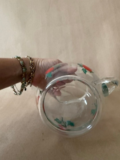 Tomato Print Glass Ball Pitcher