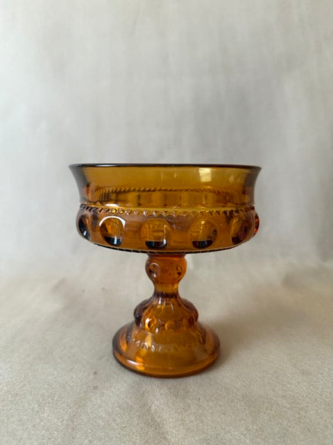 Amber Kings Crown Thumbprint Compote
