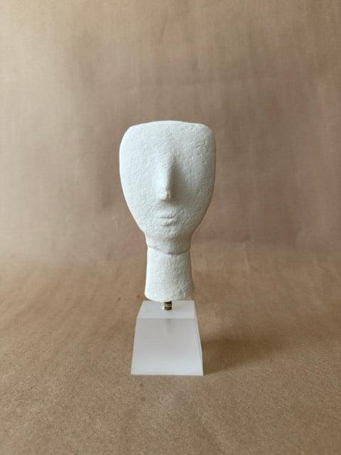 Plaster Head Sculpture on Acrylic Stand