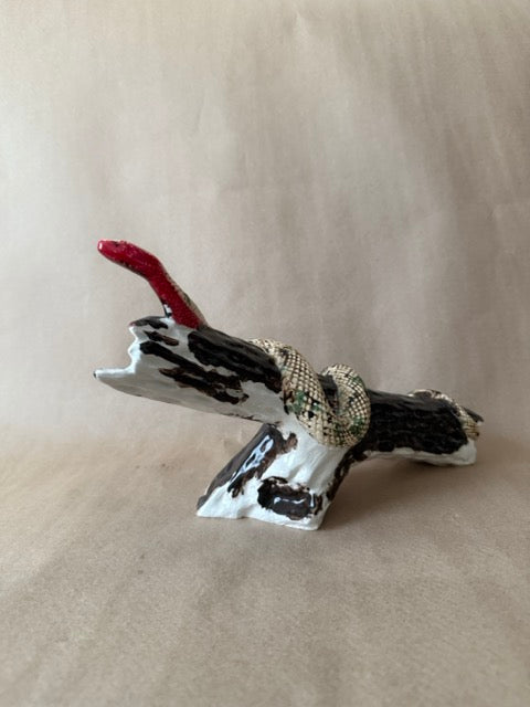 Ceramic Snake on Branch Figurine