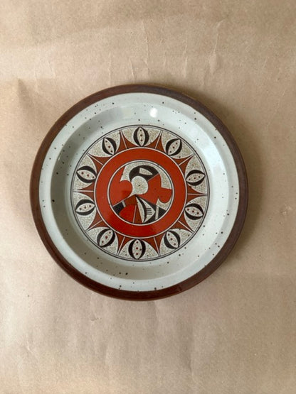 Southwest Stoneware Plate, Sunburst Bird Pattern