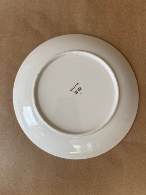 Reverse of the plate showing the west elm mark