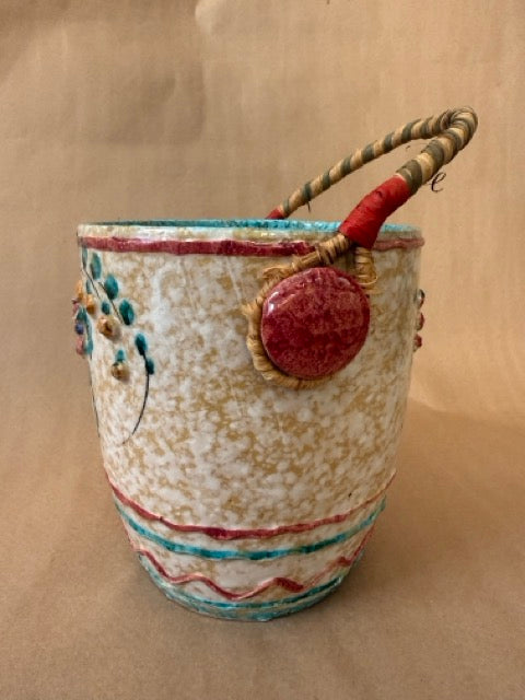 Ceramic basket, side view