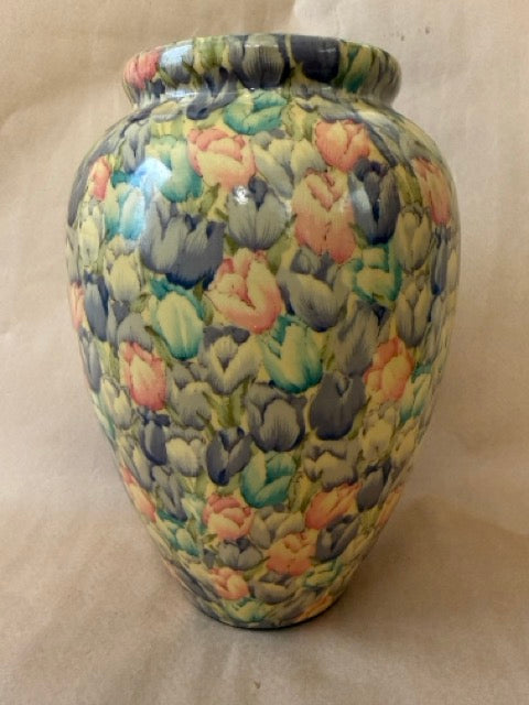 Pastel tulip chintz ceramic vase