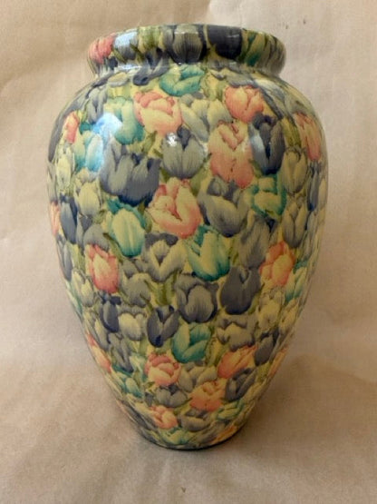 Pastel tulip chintz ceramic vase