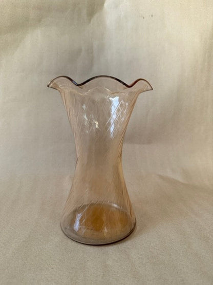 Marigold swirl glass vase with ruffled rim