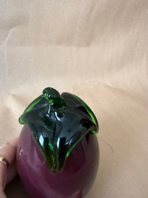 Glass eggplant, green stem detail