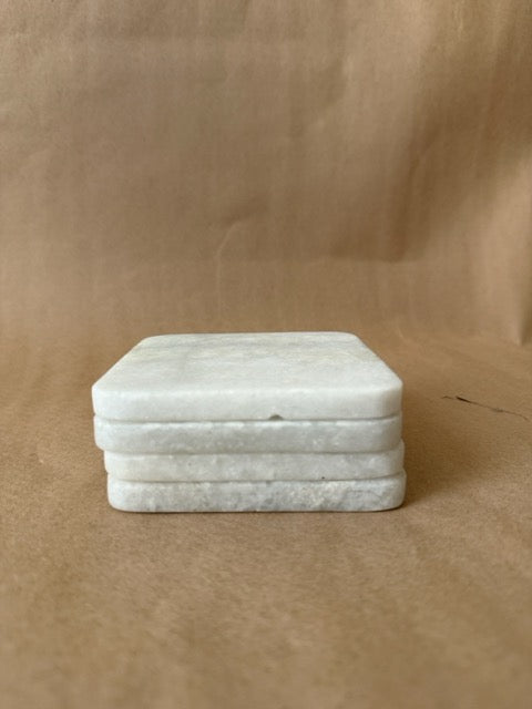 White marble coasters, set of four