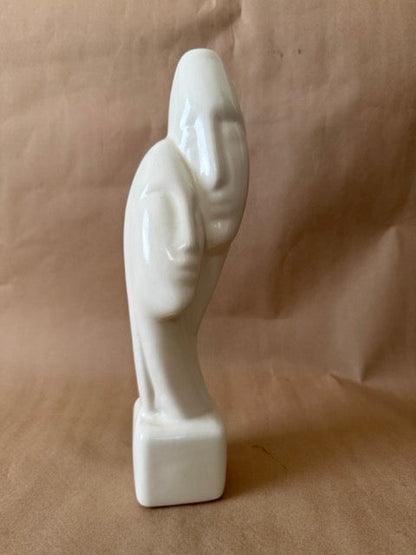 White ceramic abstract figure sculpture