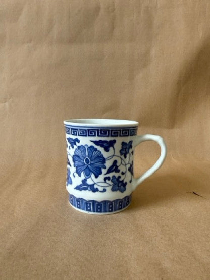 Blue and white lotus porcelain mug