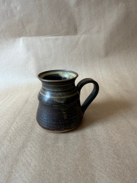 Vintage studio pottery stoneware pitcher, side view