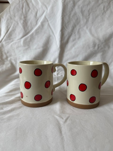 Red dot mugs, second view