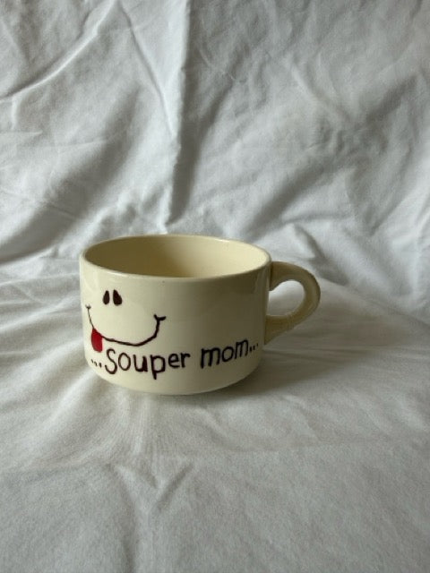 Souper Mom soup mug, angled view