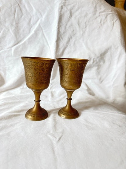 Etched brass goblets, second view
