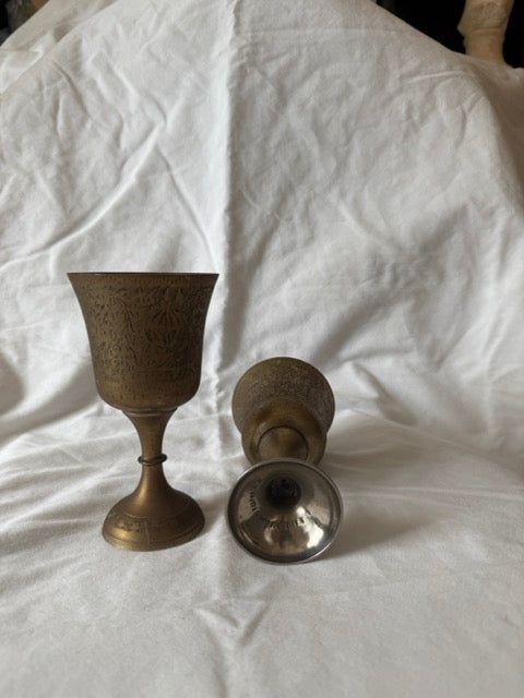 Brass goblets with base turned up