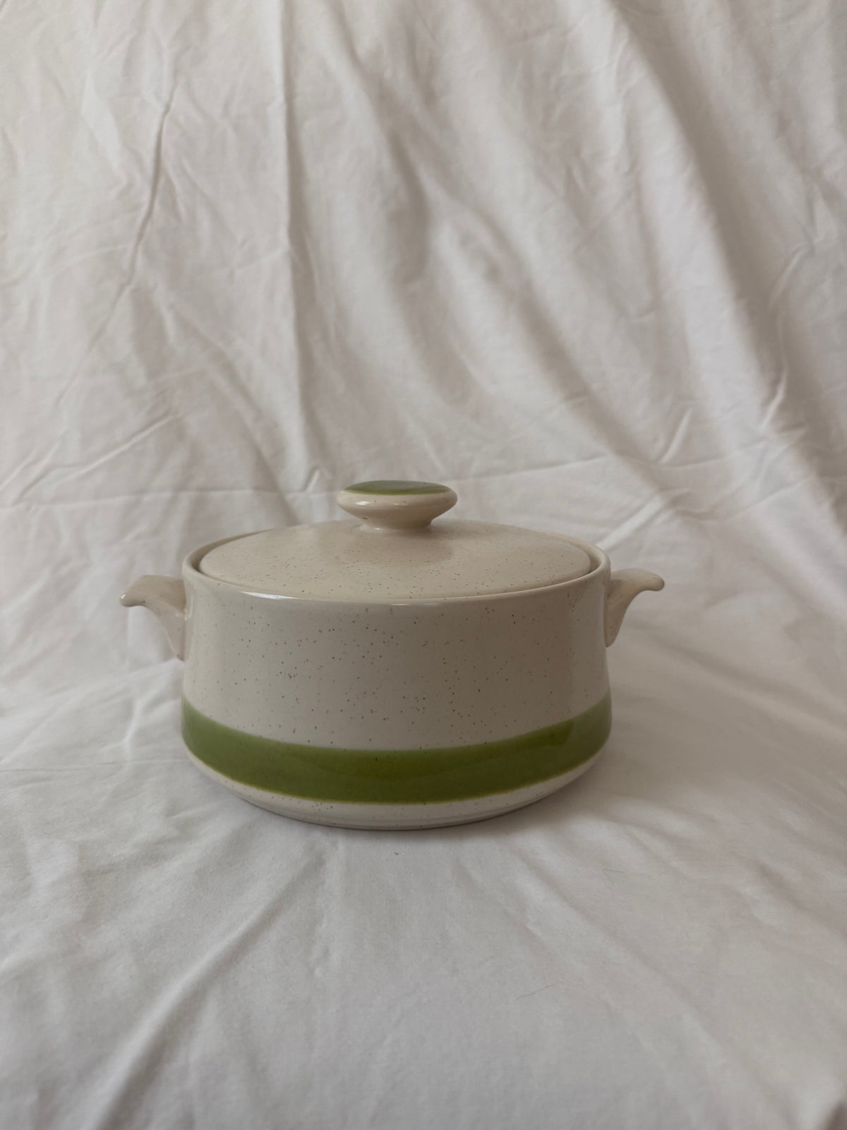 Speckled stoneware covered casserole